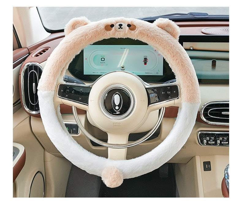 Autumn And Winter Car Steering Wheel Cover Plush Cartoon Thermal