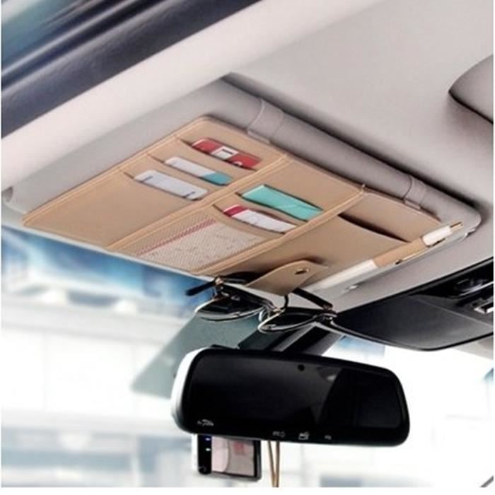 Car Auto Sun Visor Point Pocket Organizer Pouch Bag Card Glasses Storage Holder Car-Styling  IC Card Holder Sunshade Bag Car Organizers