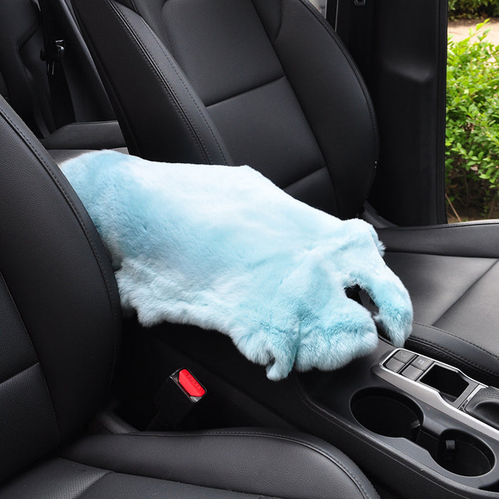 Car Mats Winter Rex Rabbit Fur Cars Armrest Cushion Center Armrests Box Mat Outdoor Travel Throw Pillows Plush Cute Pillow