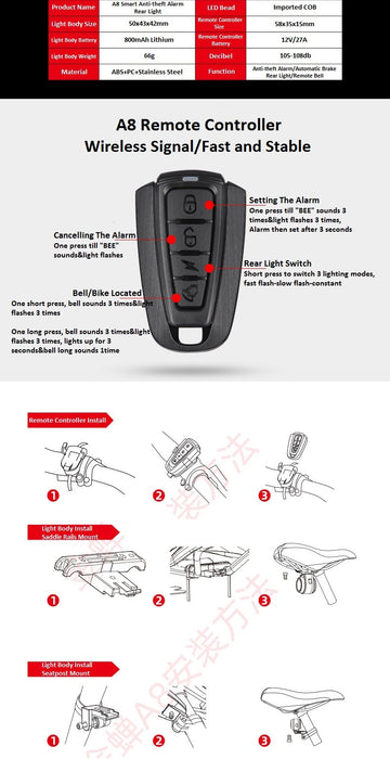 A8 Road Bike Anti-theft Alarm Lock