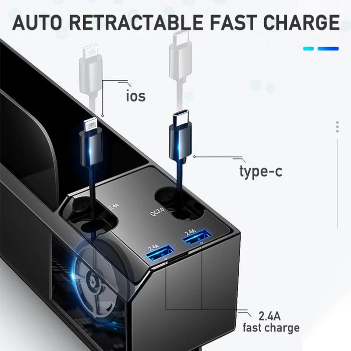 Car Organizer with Charger Cable Car Seat Gap Storage Box with Cable Car Organizers