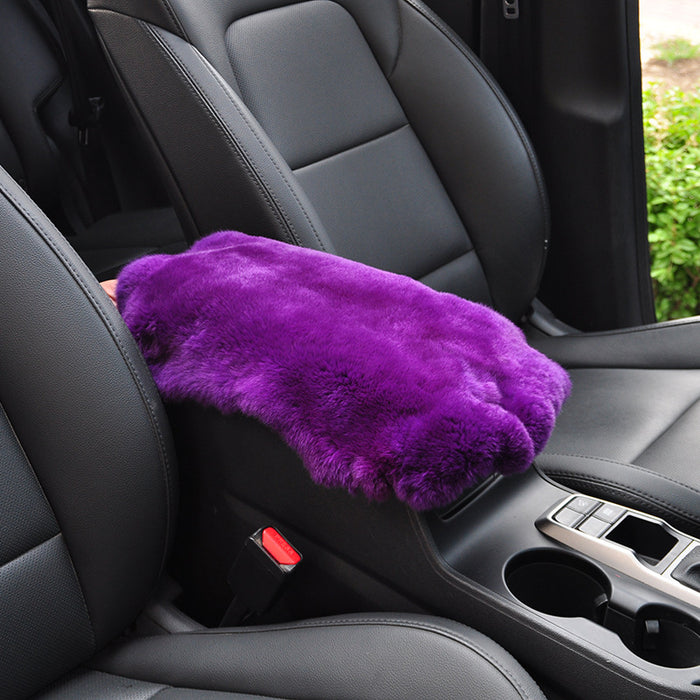 Car Mats Winter Rex Rabbit Fur Cars Armrest Cushion Center Armrests Box Mat Outdoor Travel Throw Pillows Plush Cute Pillow