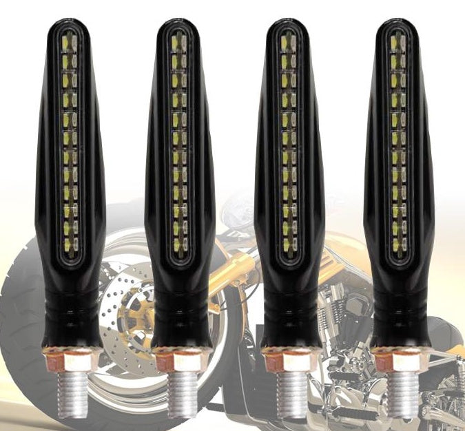 Newest 4x Universal flowing water flickering led motorcycle turn signals Indicators Flexible Blinkers Foldable Amber light lamp