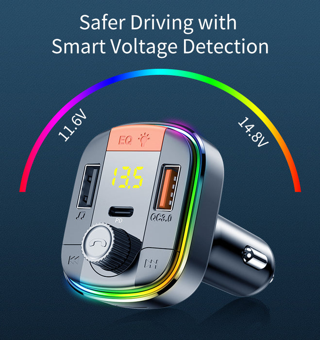 Car MP3 Bluetooth Player PD QC3.0 Fast Charge Car Charger