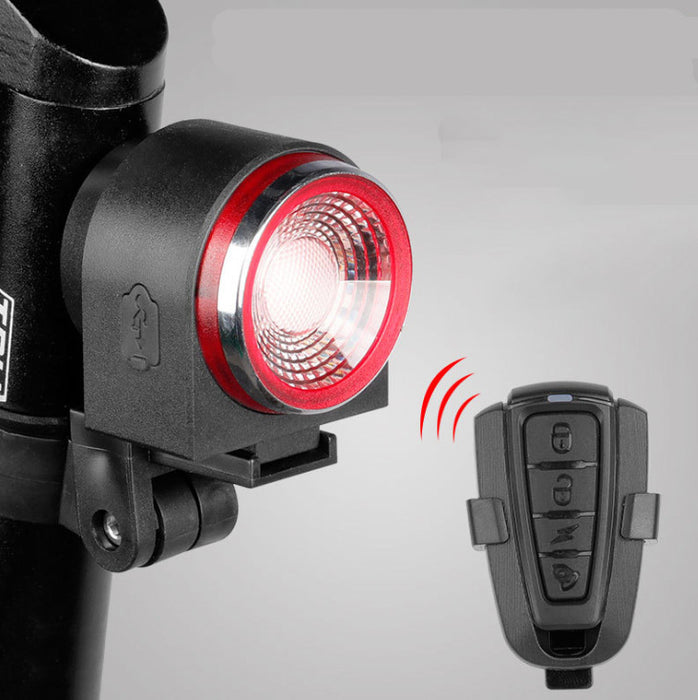 Bike Rear Light With Intelligent Sensor, Anti-theft Alarm, USB Rechargeable, Flash