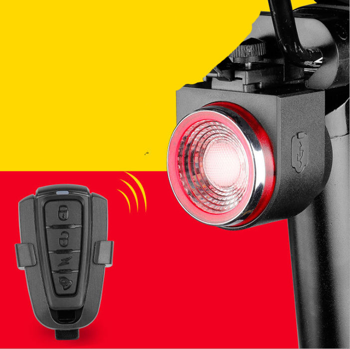 Bike Rear Light With Intelligent Sensor, Anti-theft Alarm, USB Rechargeable, Flash