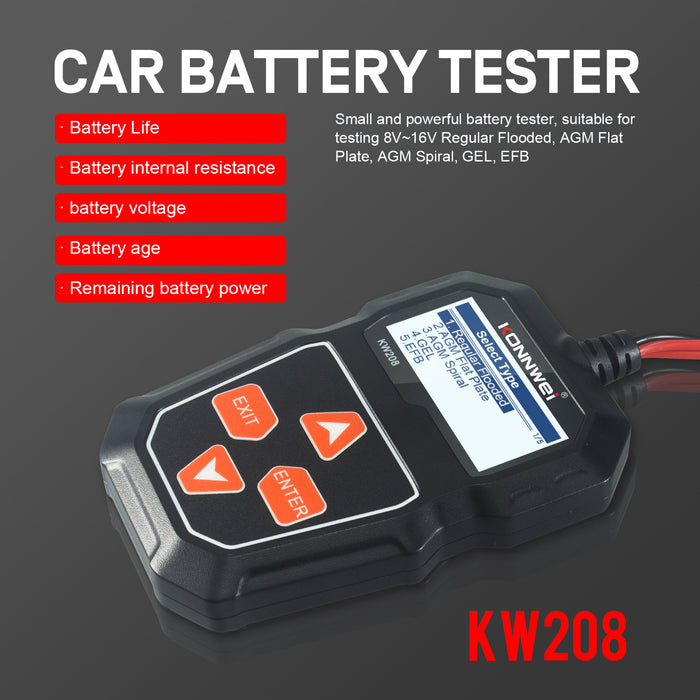 Konnwei Kw208 Car Battery Battery Resistance Tester Diagnostic Tools