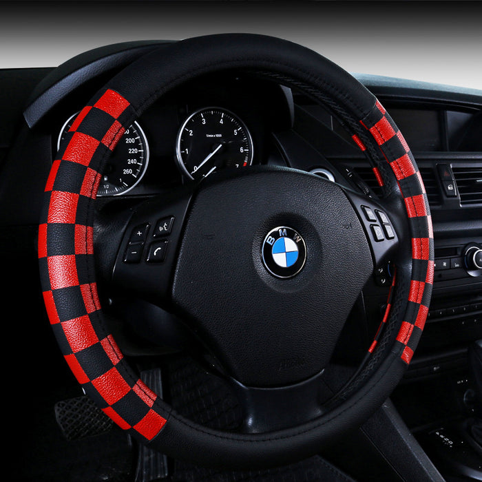 New Plaid Leather Steering Wheel Cover