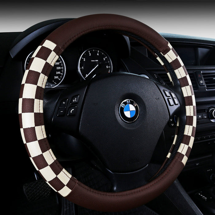 New Plaid Leather Steering Wheel Cover