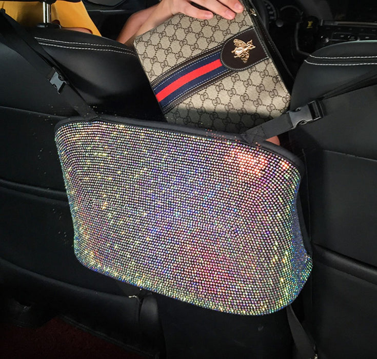 Crystal Rhinestone Car Storage Bag Organizer Barrier Of Backseat Holder Multi-Pockets Car Container Stowing Tidying car organizer