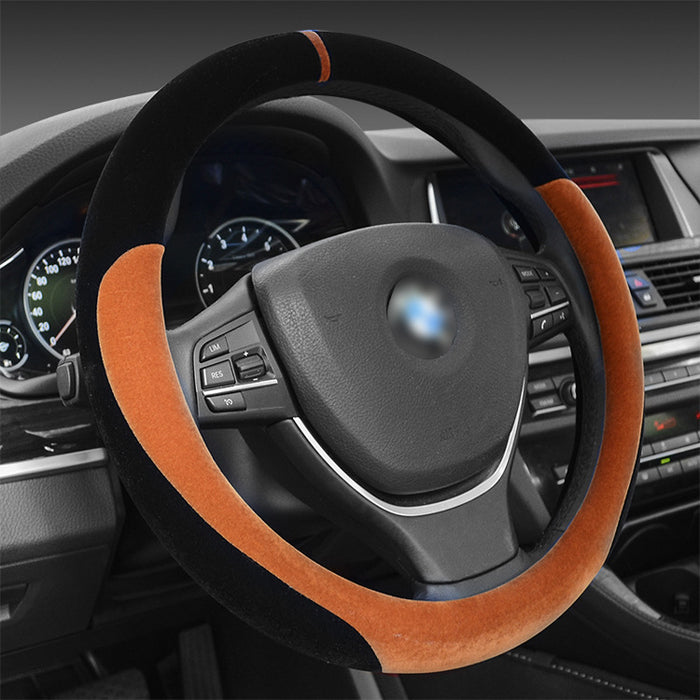 Winter short plush flocking steering wheel cover