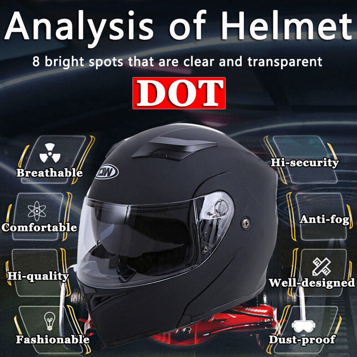 DOT Racing Motorcycle Helmet Full Face Dirt Bike Flip Up ATV  LED Lighting