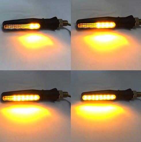 Newest 4x Universal flowing water flickering led motorcycle turn signals Indicators Flexible Blinkers Foldable Amber light lamp