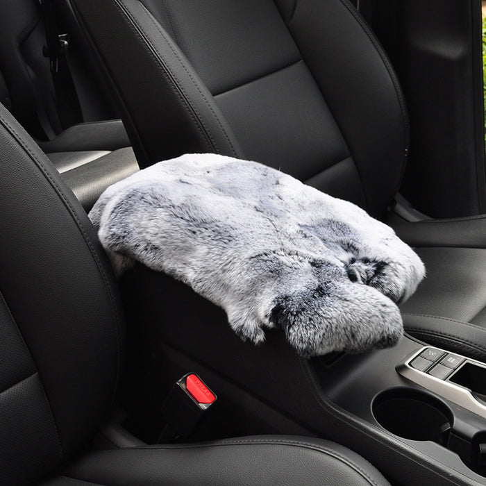 Car Mats Winter Rex Rabbit Fur Cars Armrest Cushion Center Armrests Box Mat Outdoor Travel Throw Pillows Plush Cute Pillow