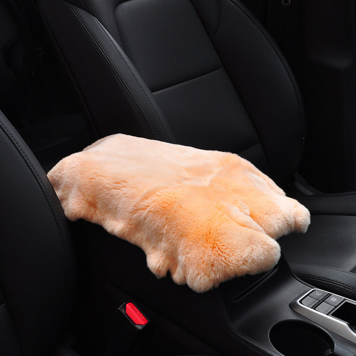 Car Mats Winter Rex Rabbit Fur Cars Armrest Cushion Center Armrests Box Mat Outdoor Travel Throw Pillows Plush Cute Pillow