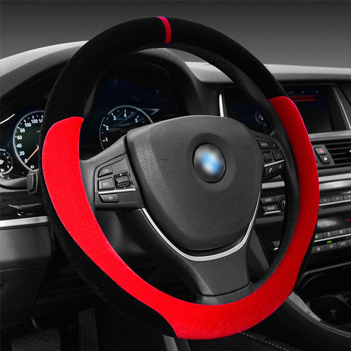 Winter short plush flocking steering wheel cover