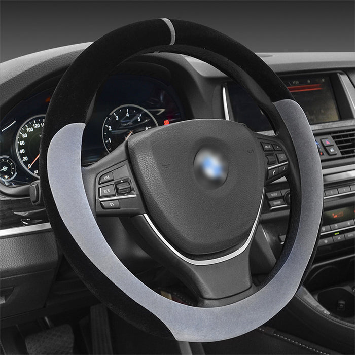 Winter short plush flocking steering wheel cover