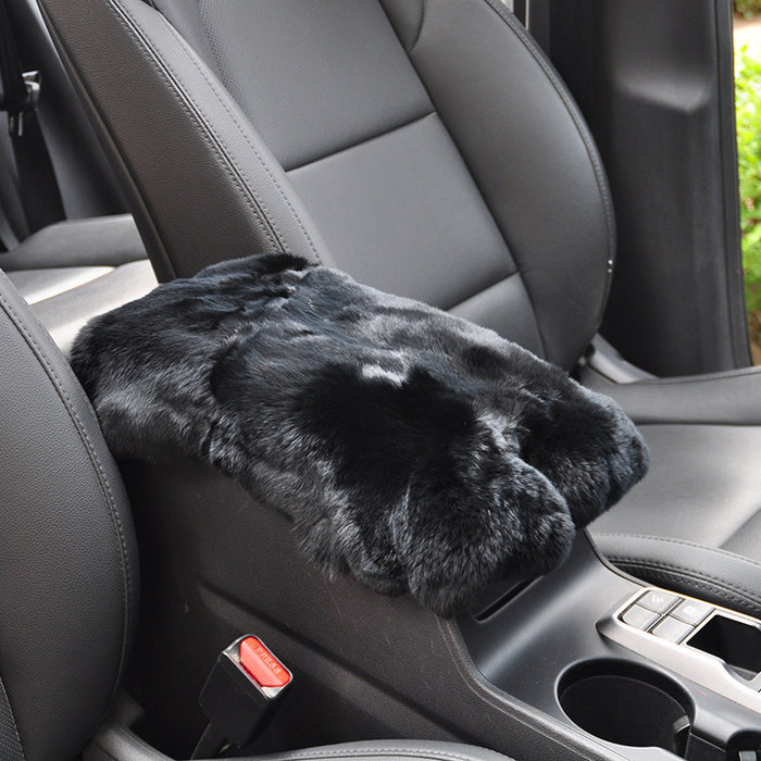 Car Mats Winter Rex Rabbit Fur Cars Armrest Cushion Center Armrests Box Mat Outdoor Travel Throw Pillows Plush Cute Pillow