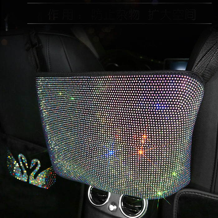 Crystal Rhinestone Car Storage Bag Organizer Barrier Of Backseat Holder Multi-Pockets Car Container Stowing Tidying car organizer