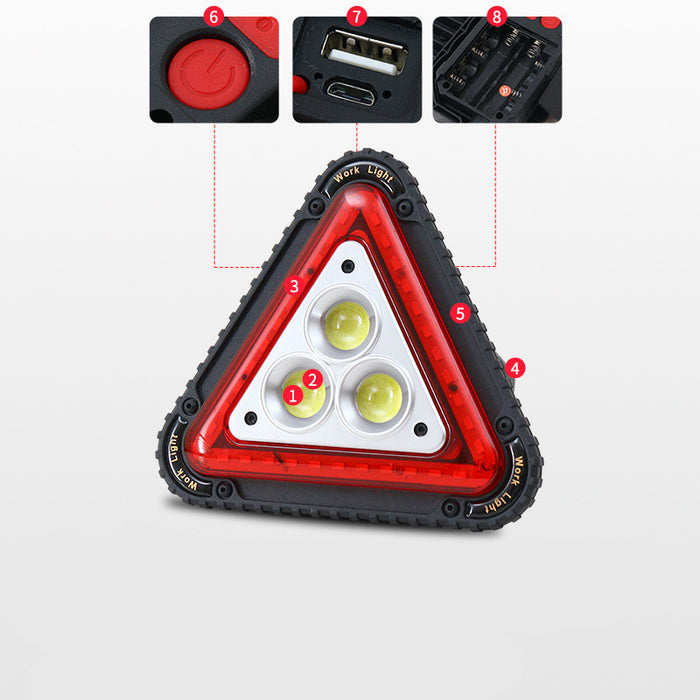 Triangular red warning light