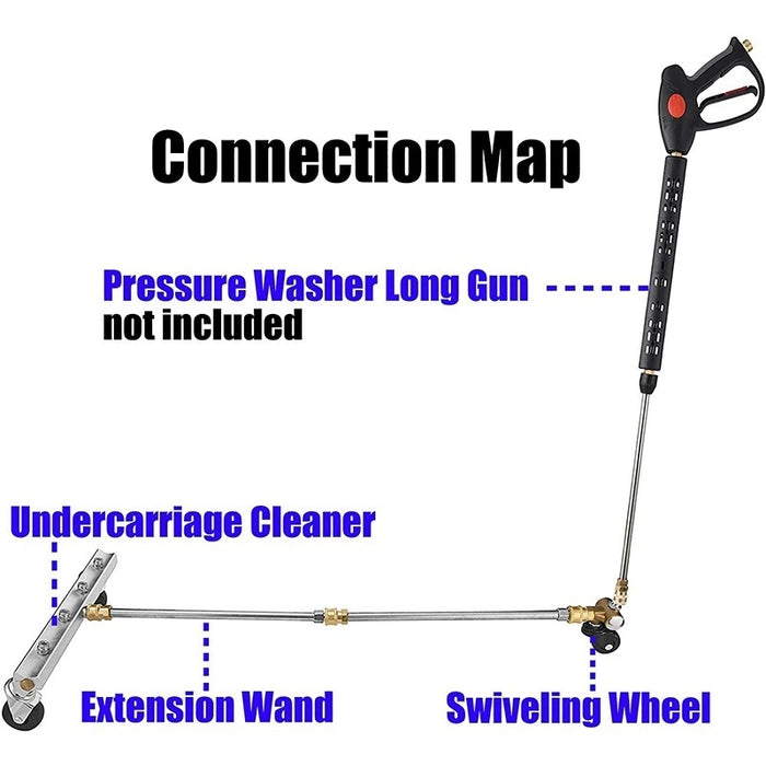 Pressure Washer Undercarriage Cleaner Under Car Washer With Swivel Wheel And 2 Extension Wand