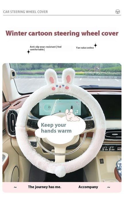 Autumn And Winter Car Steering Wheel Cover Plush Cartoon Thermal