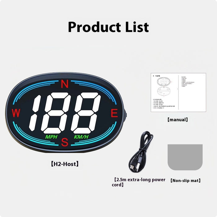 Car HUD Head-up Display GPS Compass Speedometer Multi-function USB Power Supply Velometer