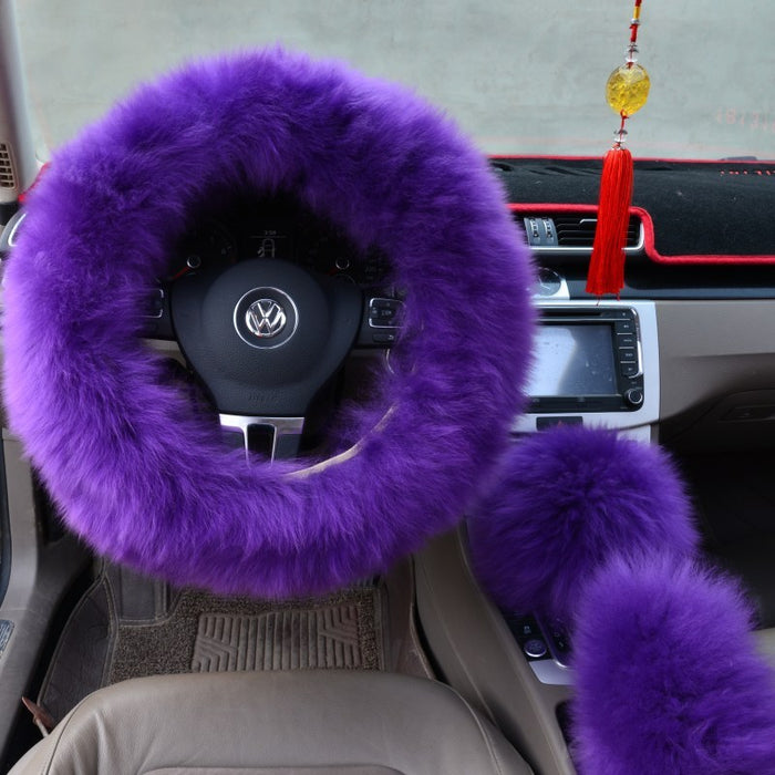 Three-piece wool steering wheel cover