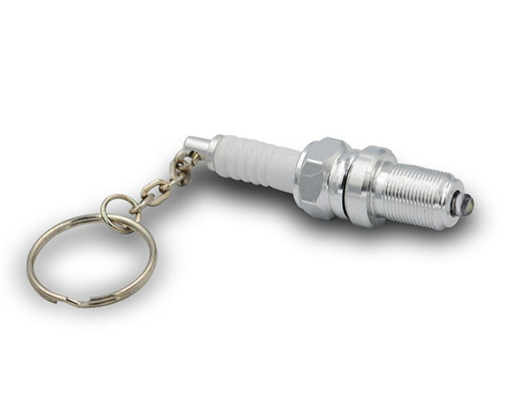 LED light spark plug keychain