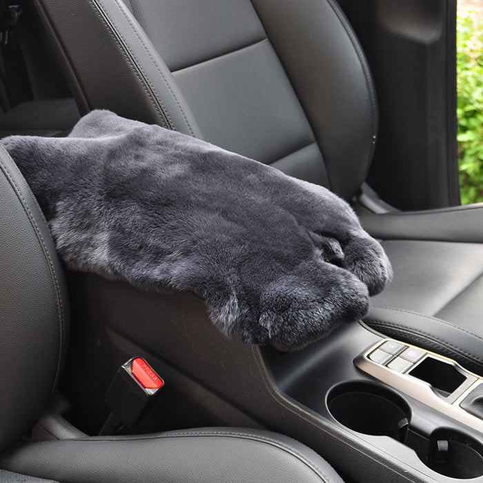 Car Mats Winter Rex Rabbit Fur Cars Armrest Cushion Center Armrests Box Mat Outdoor Travel Throw Pillows Plush Cute Pillow