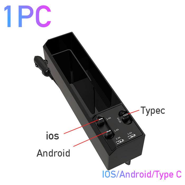 Car Organizer with Charger Cable Car Seat Gap Storage Box with Cable Car Organizers