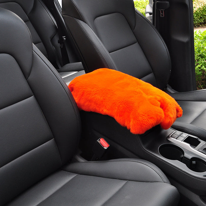 Car Mats Winter Rex Rabbit Fur Cars Armrest Cushion Center Armrests Box Mat Outdoor Travel Throw Pillows Plush Cute Pillow