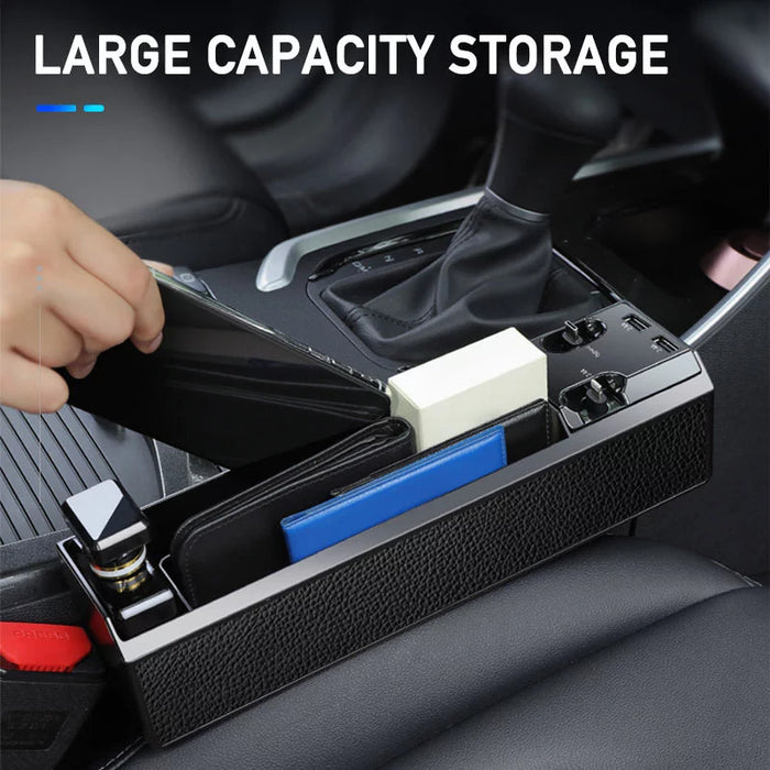 Car Organizer with Charger Cable Car Seat Gap Storage Box with Cable Car Organizers