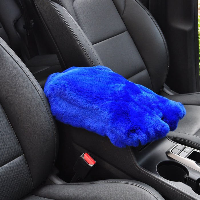 Car Mats Winter Rex Rabbit Fur Cars Armrest Cushion Center Armrests Box Mat Outdoor Travel Throw Pillows Plush Cute Pillow