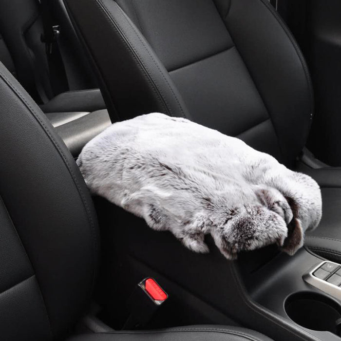 Car Mats Winter Rex Rabbit Fur Cars Armrest Cushion Center Armrests Box Mat Outdoor Travel Throw Pillows Plush Cute Pillow