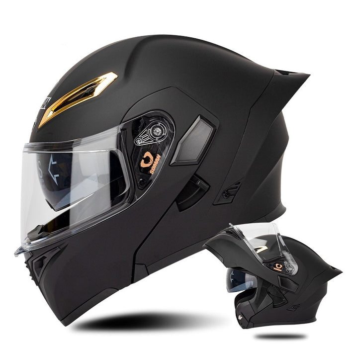 Men's And Women's Double Lens Exposed Motorcycle Helmet