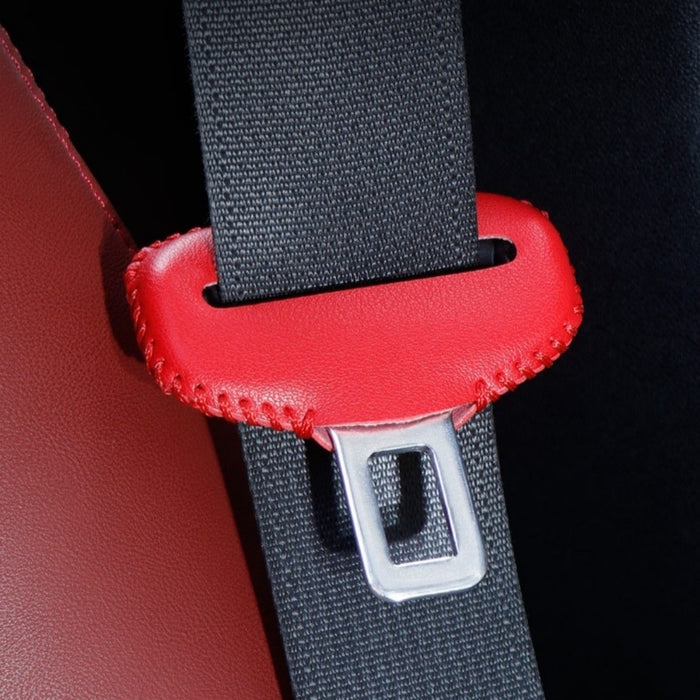 Car Safety Belt Bayonet Latch Protective Cover Seat Safety Belt Bump Proof Protective Leather Cover Interior Decoration