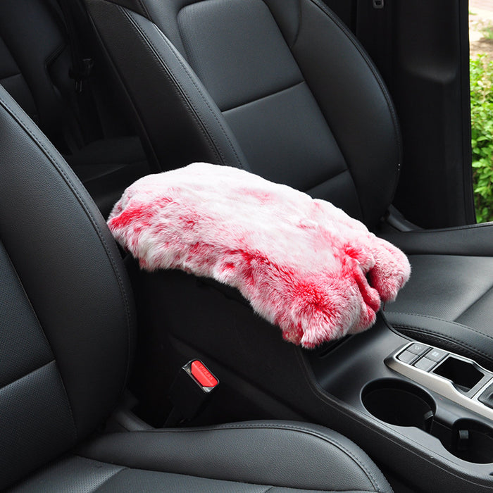 Car Mats Winter Rex Rabbit Fur Cars Armrest Cushion Center Armrests Box Mat Outdoor Travel Throw Pillows Plush Cute Pillow