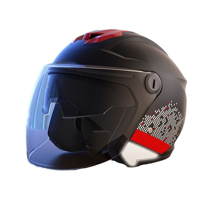 Electric Motorcycle Helmet Double Mirror Winter Full Face Helmet Printing