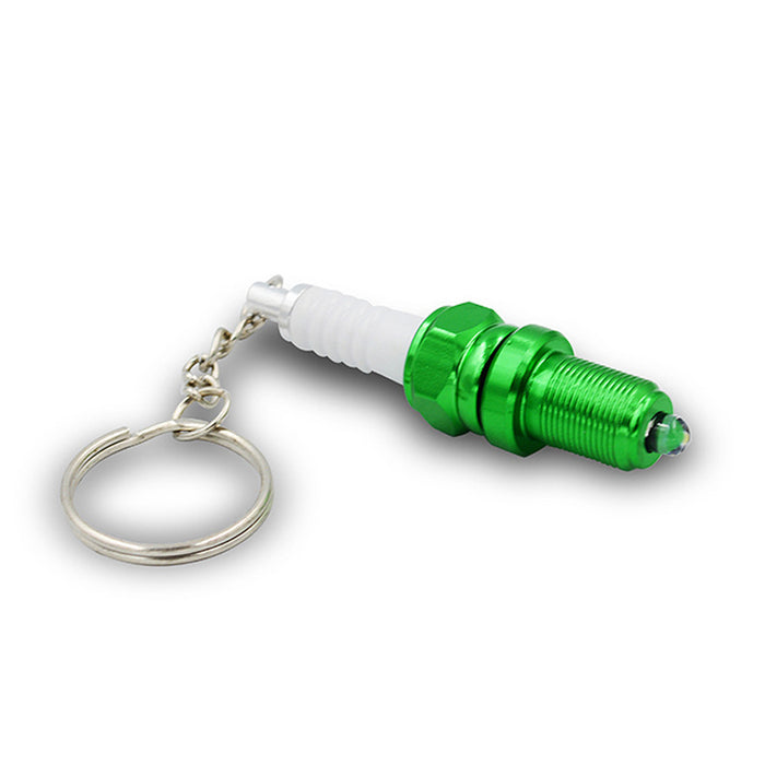 LED light spark plug keychain