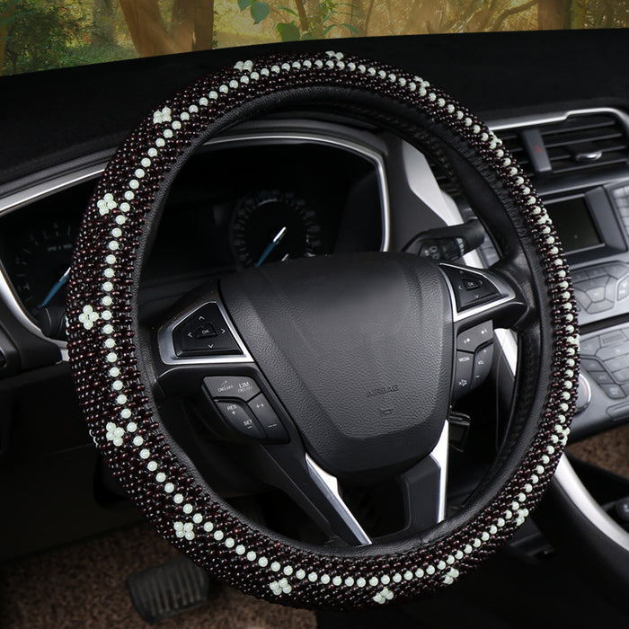 Small Card Light Wooden Bead Steering Wheel Cover