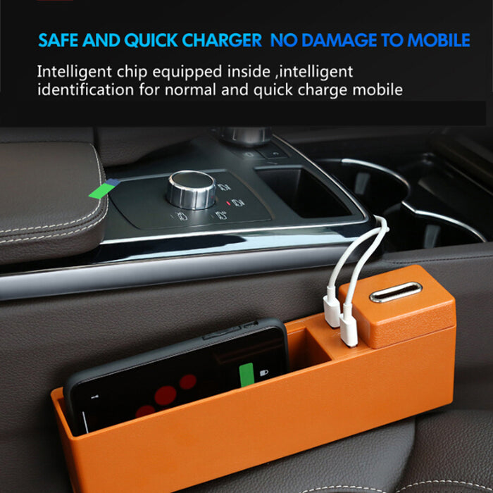 USB Wireless Charging Car Seat Gap Storage Box Car Multi-functional card coin Storage box car organizer with charger car organizer