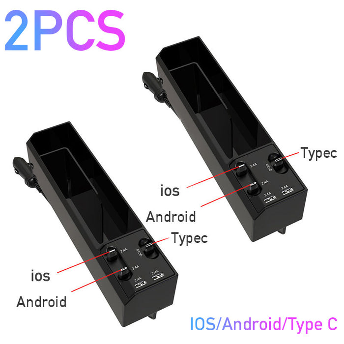 Car Organizer with Charger Cable Car Seat Gap Storage Box with Cable Car Organizers