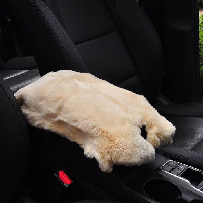 Car Mats Winter Rex Rabbit Fur Cars Armrest Cushion Center Armrests Box Mat Outdoor Travel Throw Pillows Plush Cute Pillow