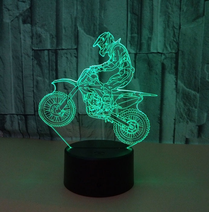 New style motorcycle 3D lamp seven color visual stereoscopic lamp LED gradual change touch remote control visual lamp 3D desk lamp