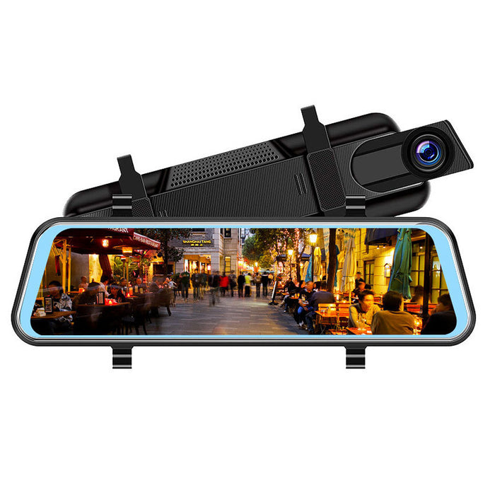 New Touch 10-inch Full-screen Driving Recorder Voice-activated Full-screen Streaming Dual-lens Non-light Night Vision DVR