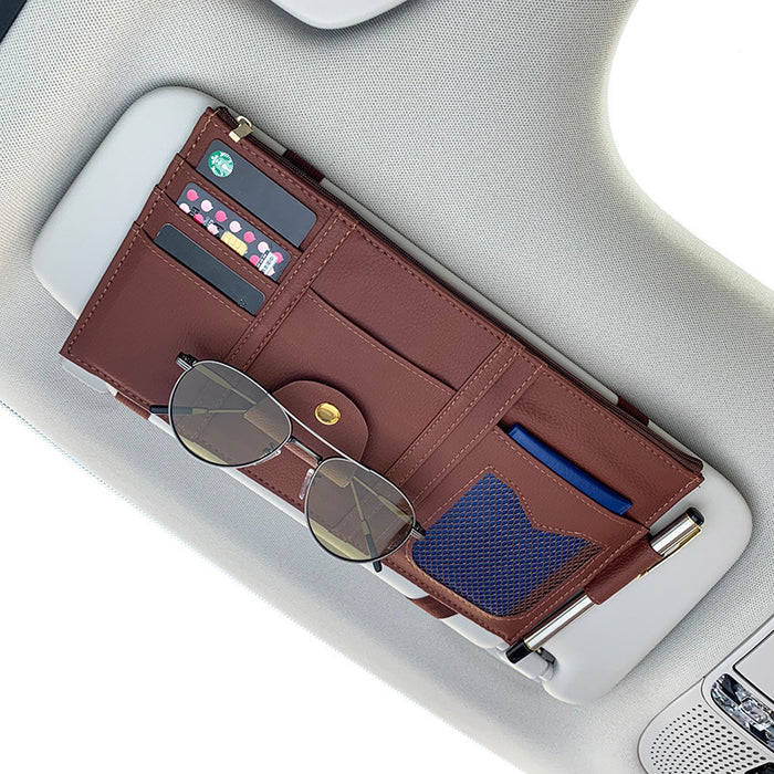 Car Sun Visor Organizer Storage Holder Full Leather Wrap car organizer