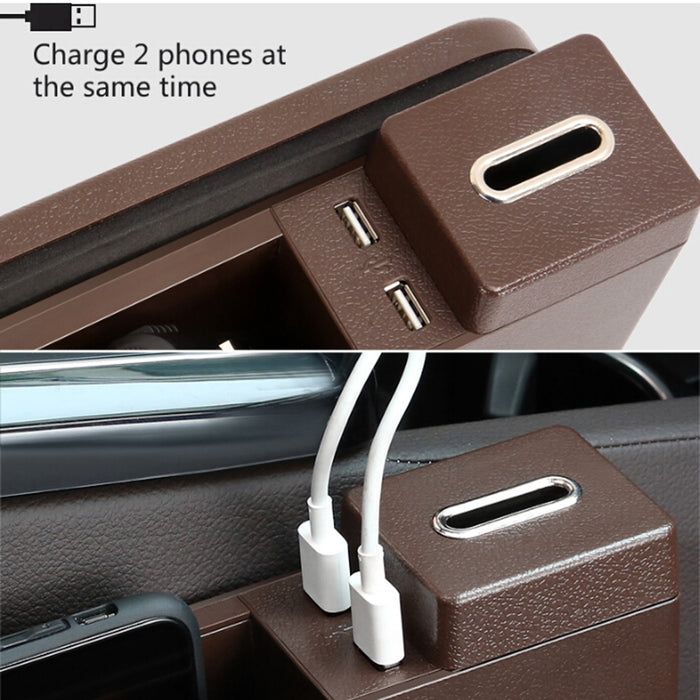 USB Wireless Charging Car Seat Gap Storage Box Car Multi-functional card coin Storage box car organizer with charger car organizer