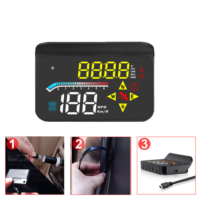 Yellow And White High Version Car  OBD GPS Dual System HUD Head-up Display