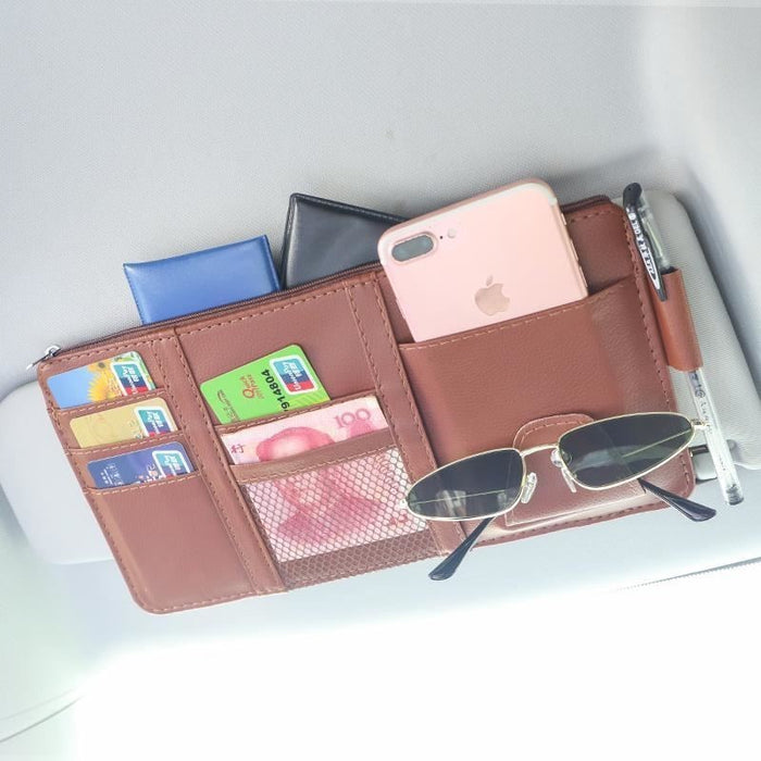 Car Auto Sun Visor Point Pocket Organizer Pouch Bag Card Glasses Storage Holder Car-Styling  IC Card Holder Sunshade Bag Car Organizers